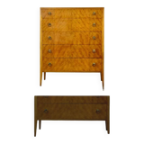 Commande en noyer du milieu du siècle Tallboy