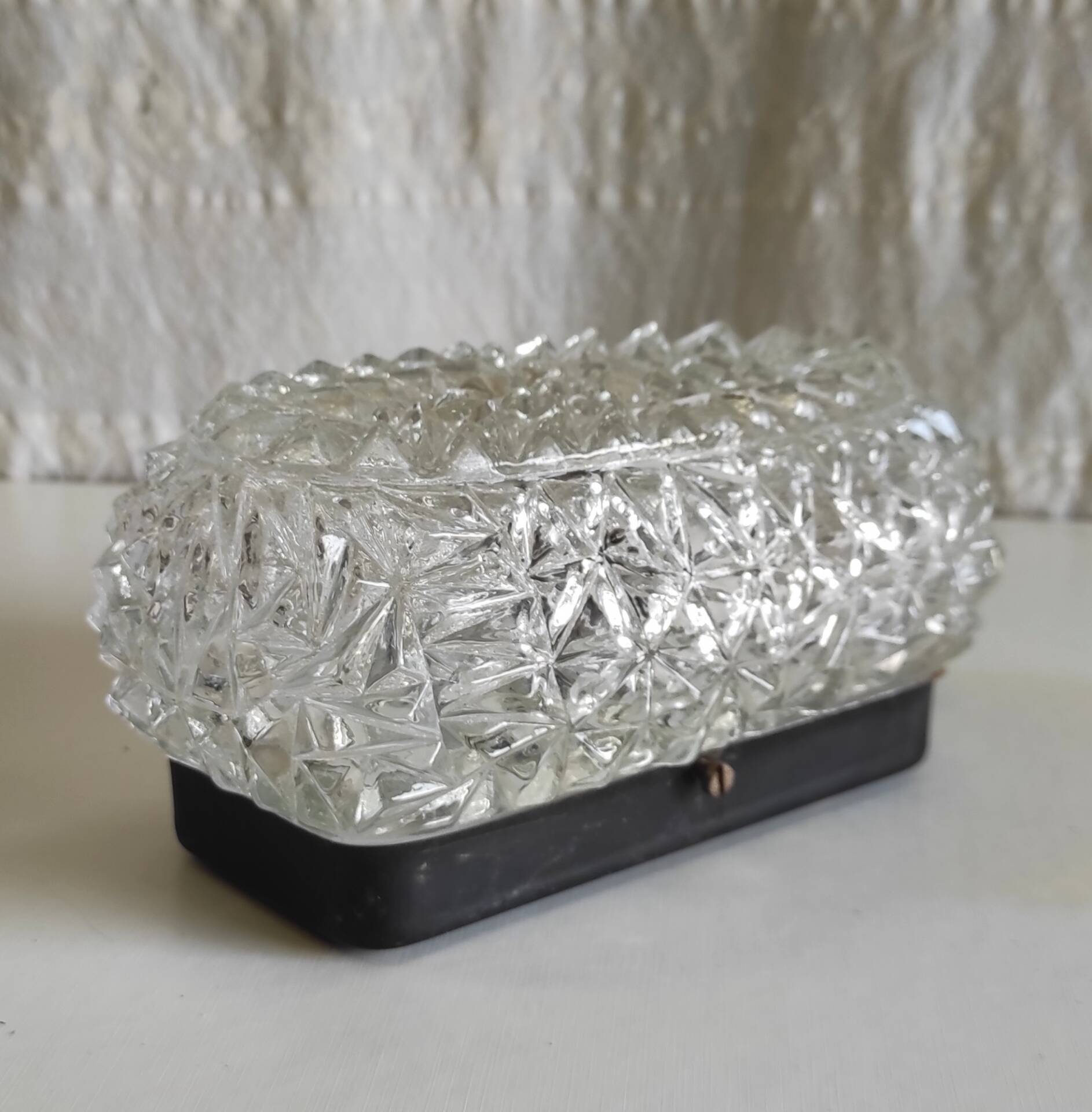 Ceiling light or oval wall light in moulded glass - mid 20th century.