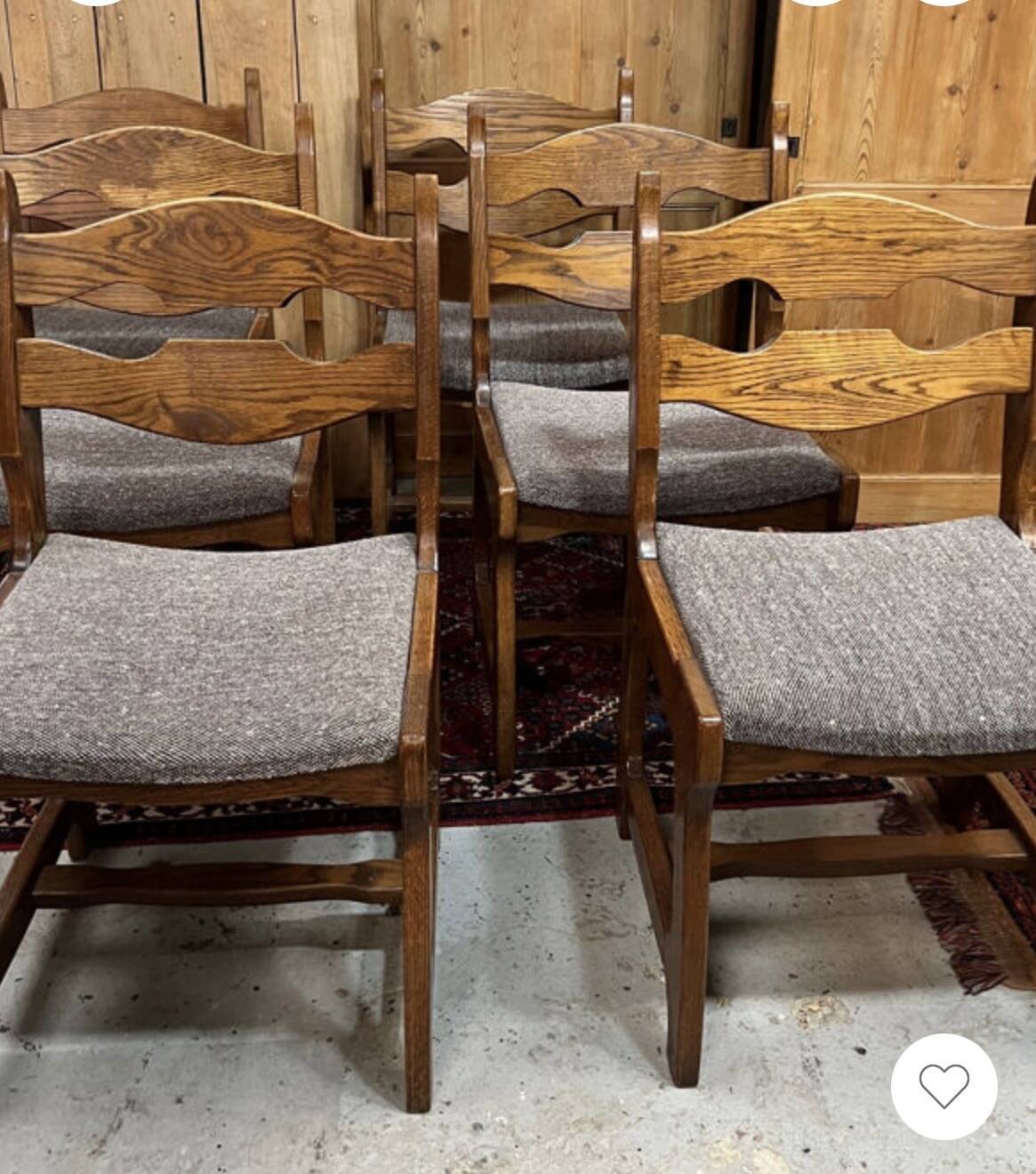 6 Vintage Brutalist Dining Chairs, 1970