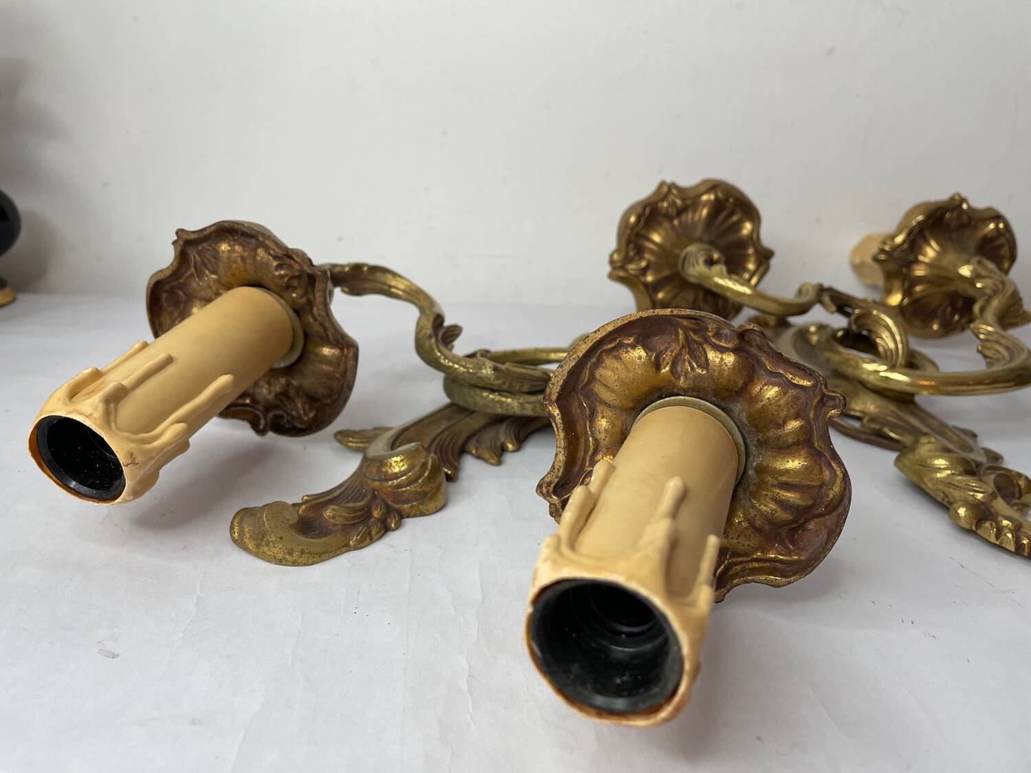 Pair of bronze wall sconces