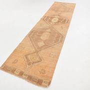 3x12 Cream & Brown Tribal Turkish Runner Rug, 95x377Cm
