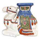 Vintage Indian glazed ceramic camel garden stool, 1970s–1980s