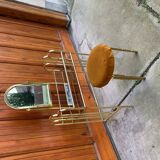 Vintage Dressing Table and Stool in Brass, 1950s, Set of 2