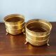 Pair of vintage brass planters with openwork gallery cache-pot.