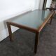 Grande table de repas en verre et merisier