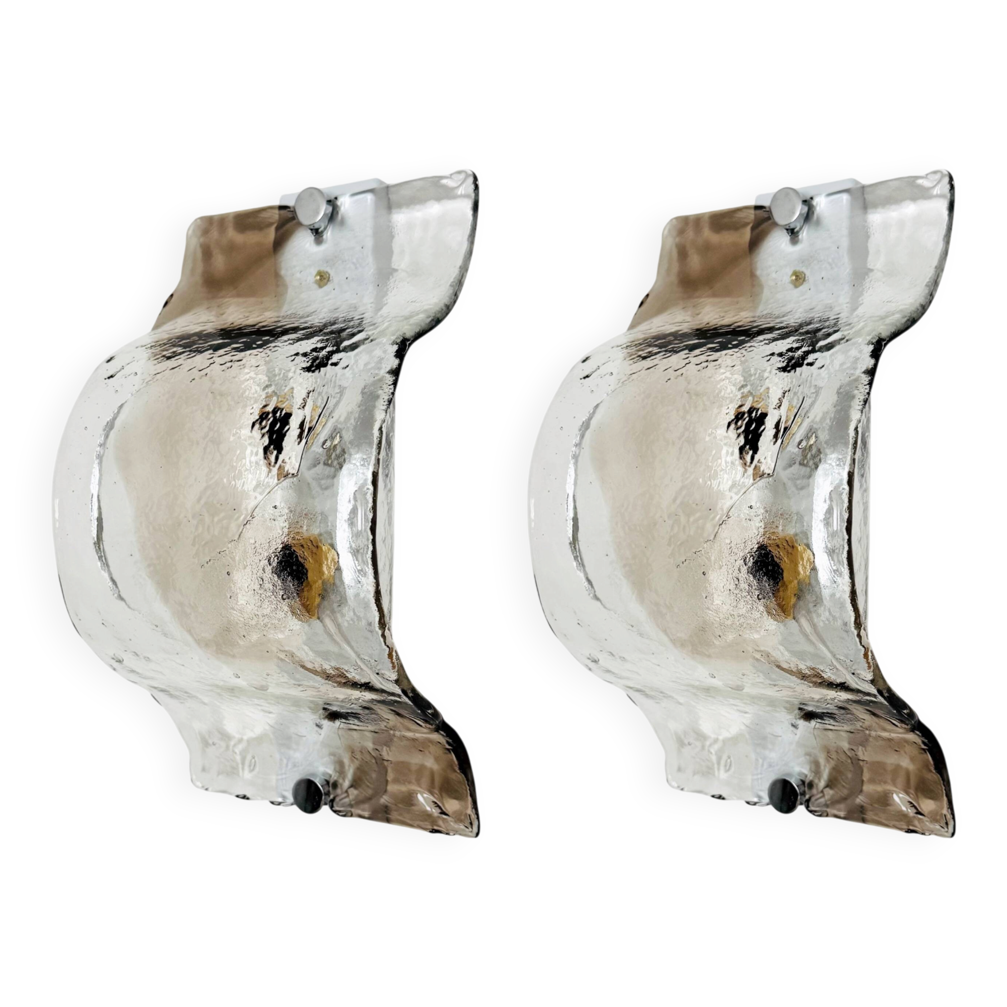 Set of 2 Murano Glass Wall or Ceiling Lamps by Carlo Nason for Mazzega