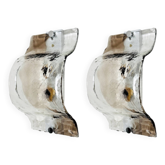 Set of 2 Murano Glass Wall or Ceiling Lamps by Carlo Nason for Mazzega