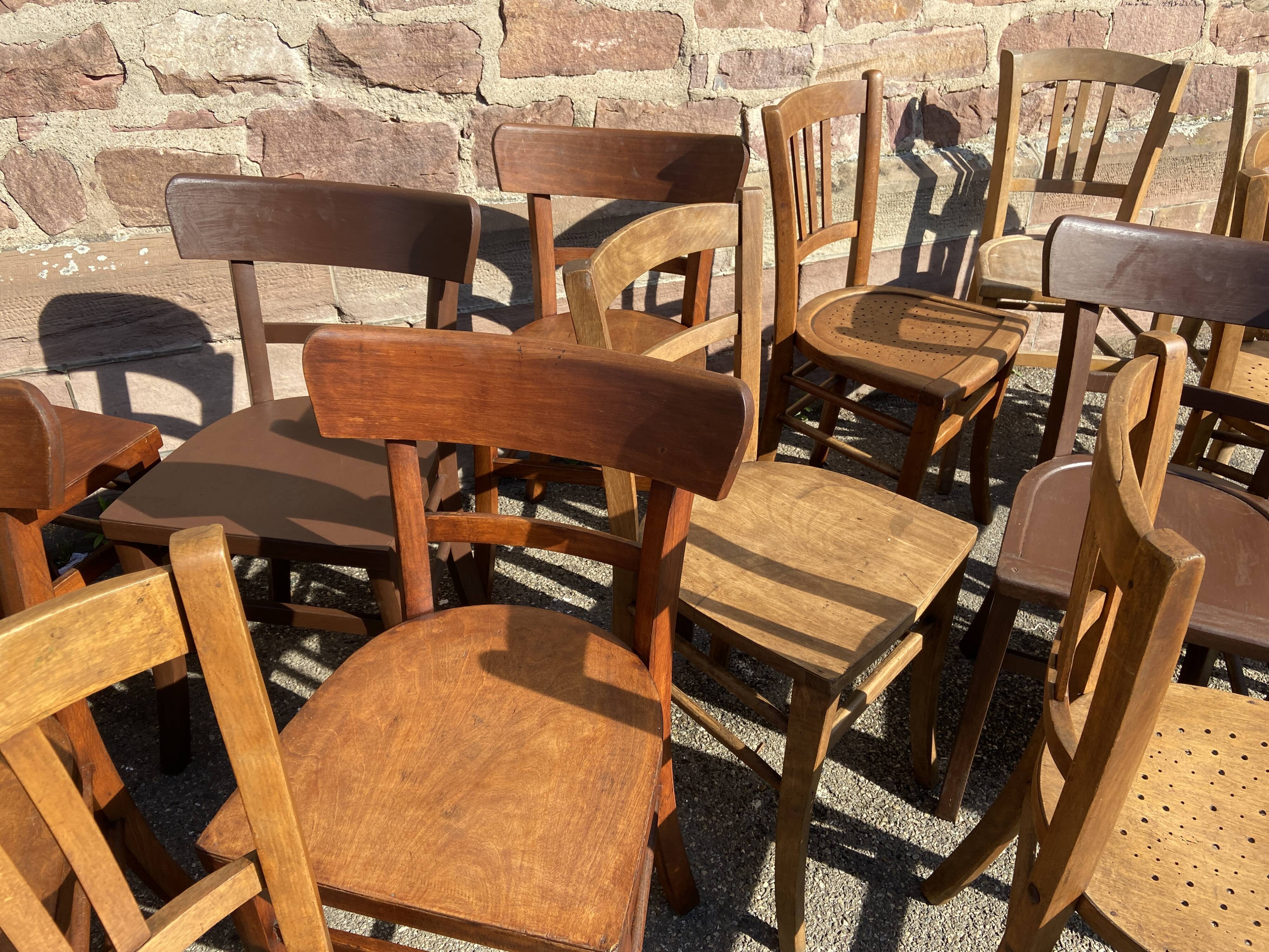 Lot 20 vintage mismatched bistro chairs
