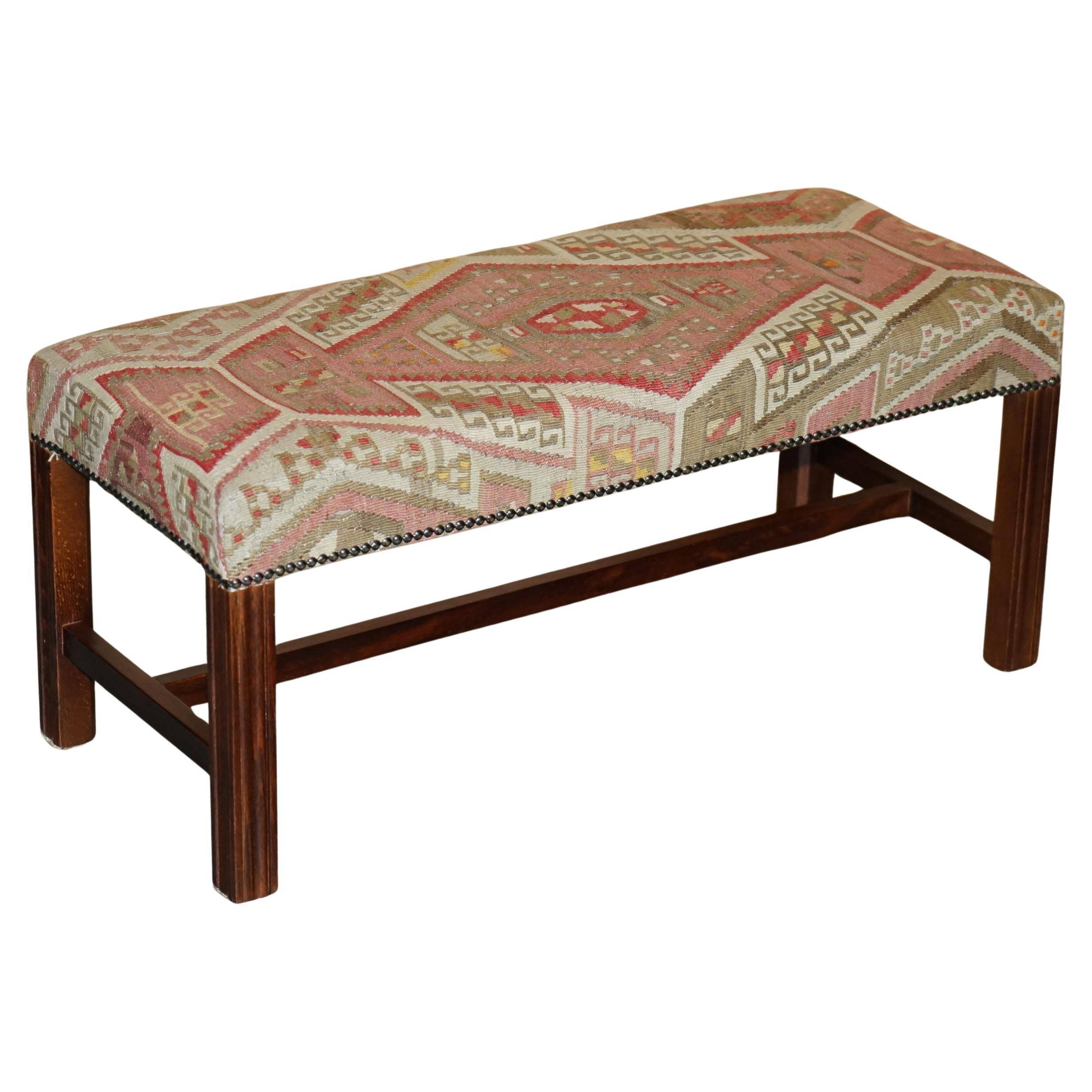 Padded footrest bench in Victorian Kilim style by George Smith
