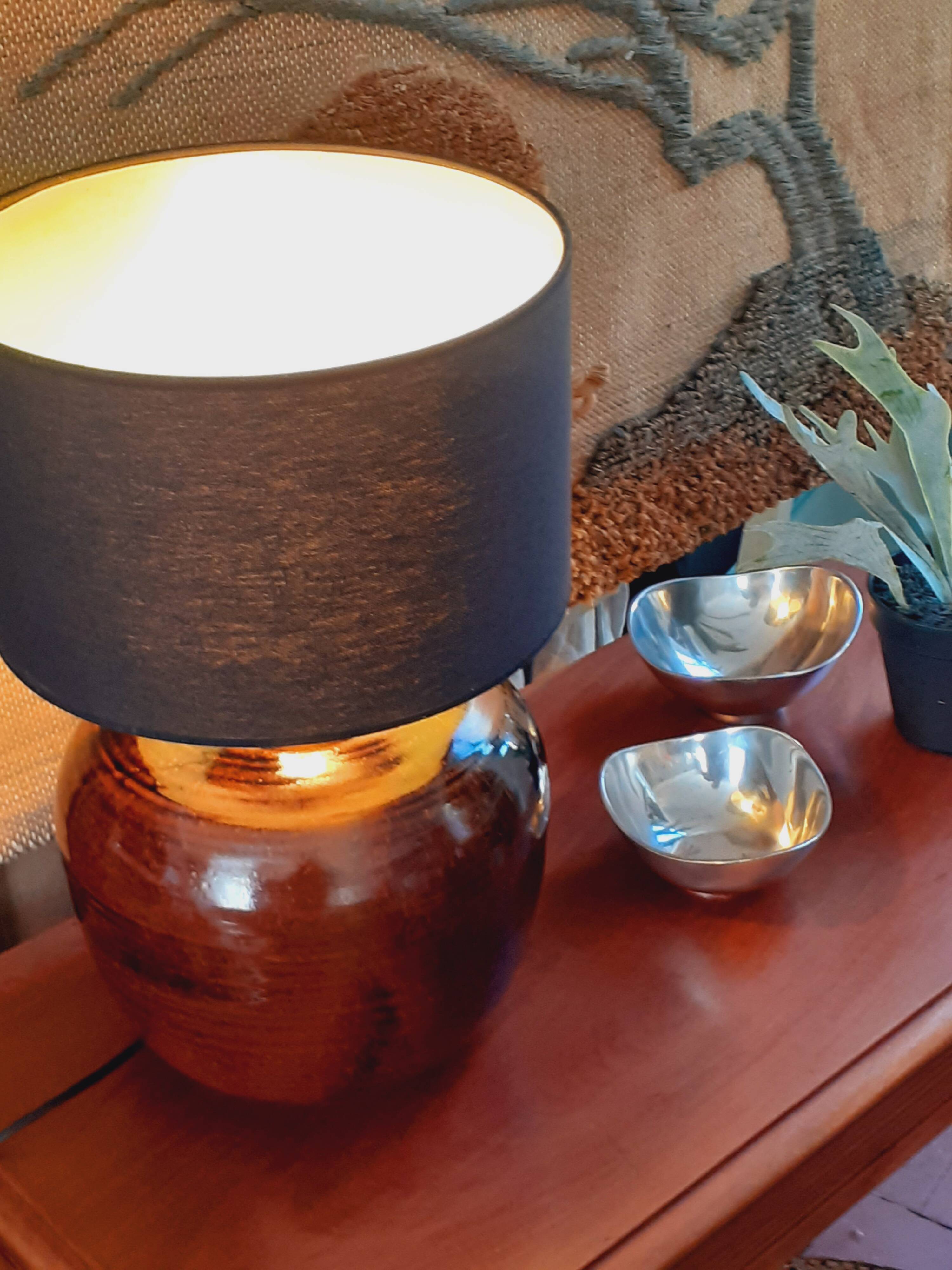 Glazed stoneware lamp base from the 1970s.