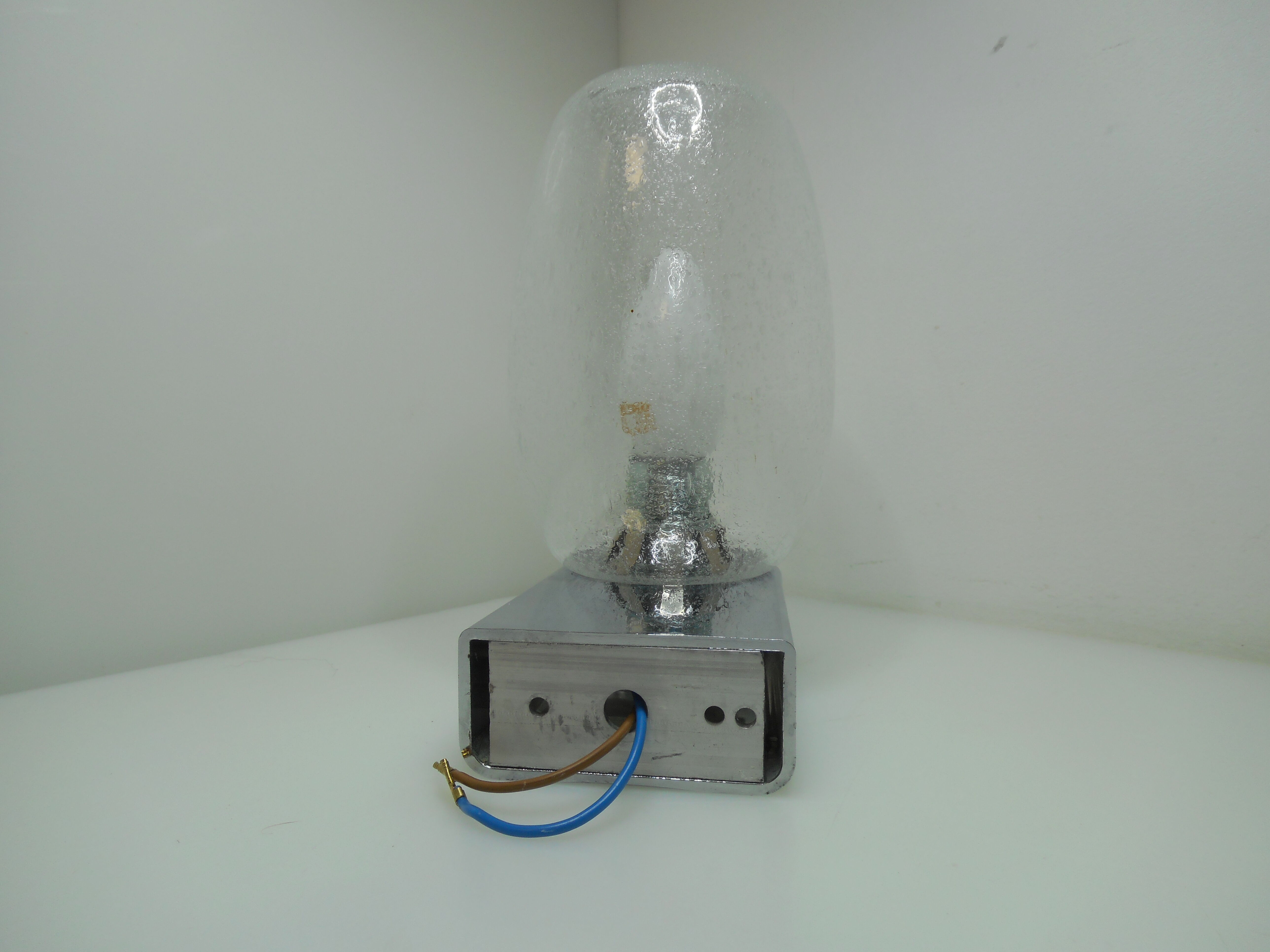 Vintage chrome and bubble glass wall lamp