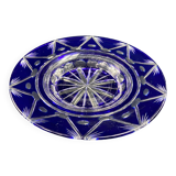 Coupelle en cristal taillé et teinté bleu Bohême