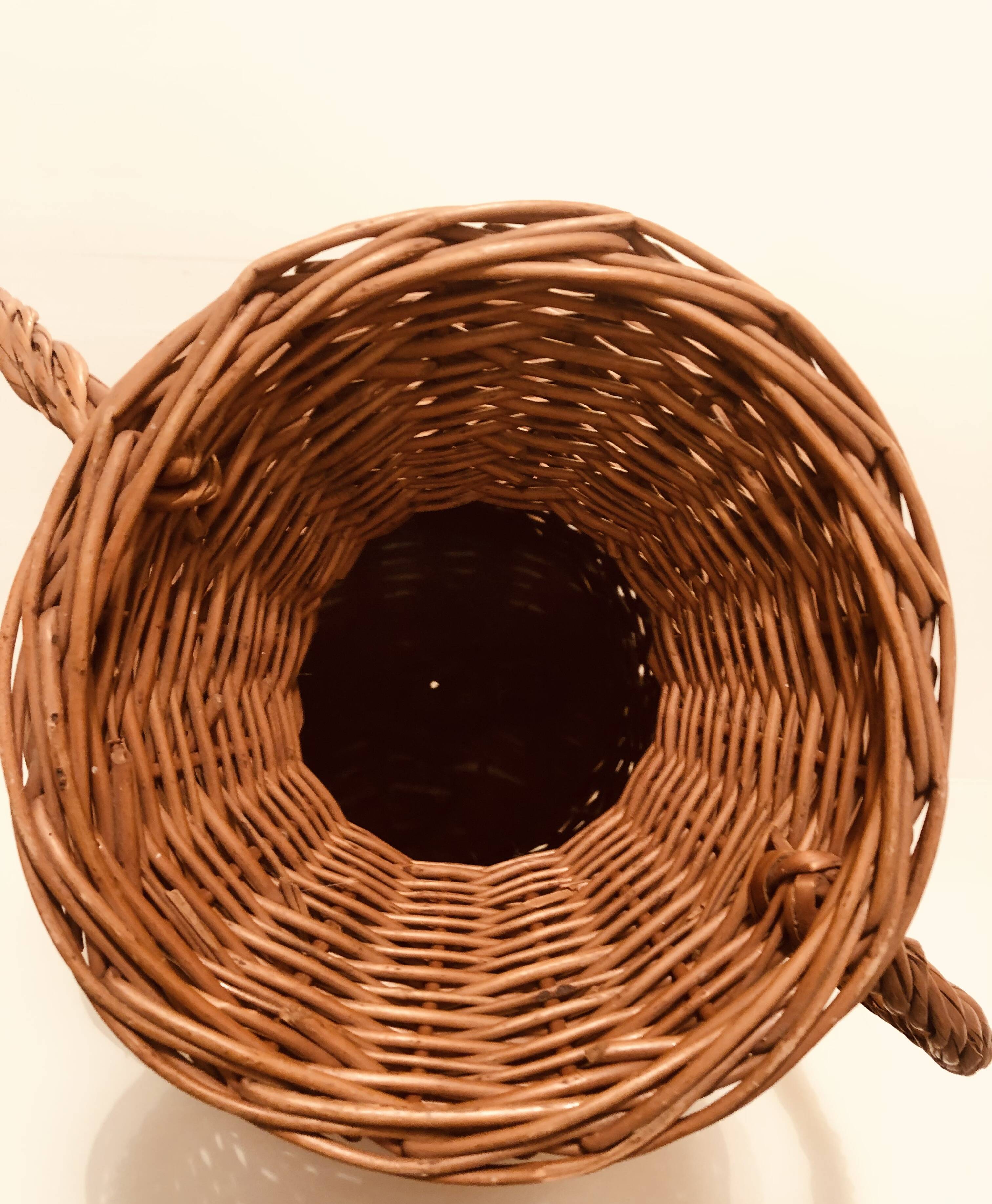Large 50 cm wicker jar from the 60s and 70s