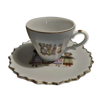 Coffee cup porcelain Alsatian décor