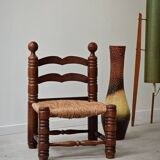 Petite chaise Charles Dudouyt bois et paillage
