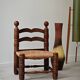 Small Charles Dudouyt chair in wood and straw