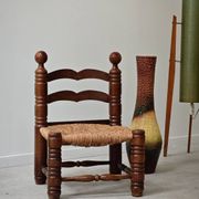 Petite chaise Charles Dudouyt bois et paillage