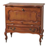 Commode bar d'époque / Meuble bar de style Louis XV en merisier à roulettes