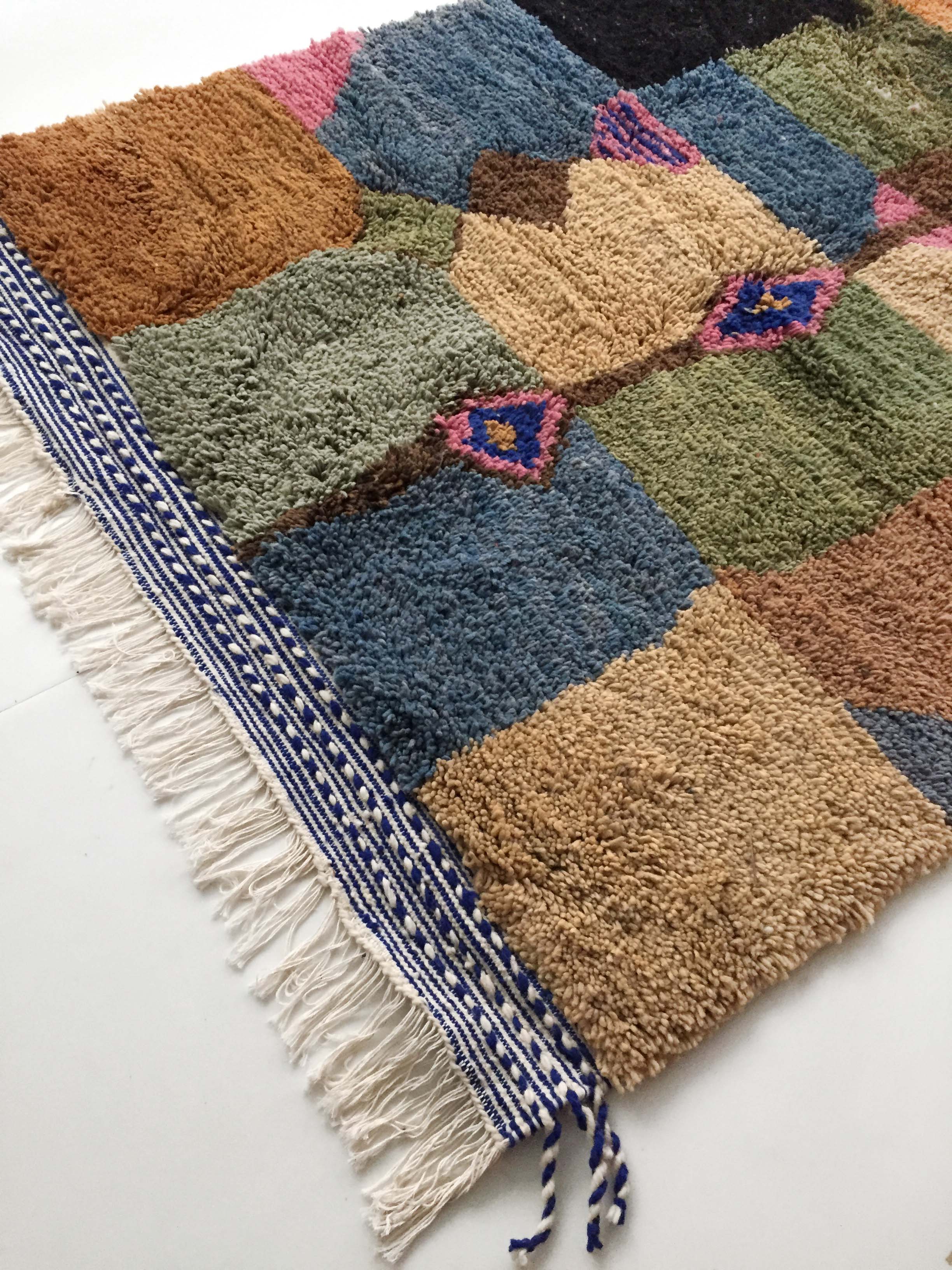 Moroccan berber boujaad carpet with colorful patterns 247x157cm