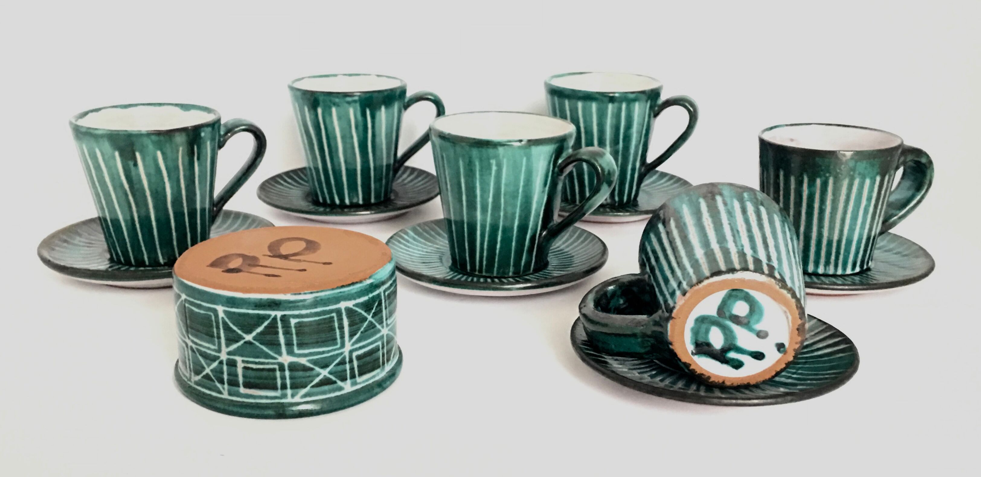 Robert Picault coffee cups/saucers/sugar bowls vallauris 1950/60