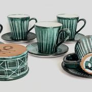 Tasses à café avec soucoupes et sucrier Robert Picault Vallauris 1950/60