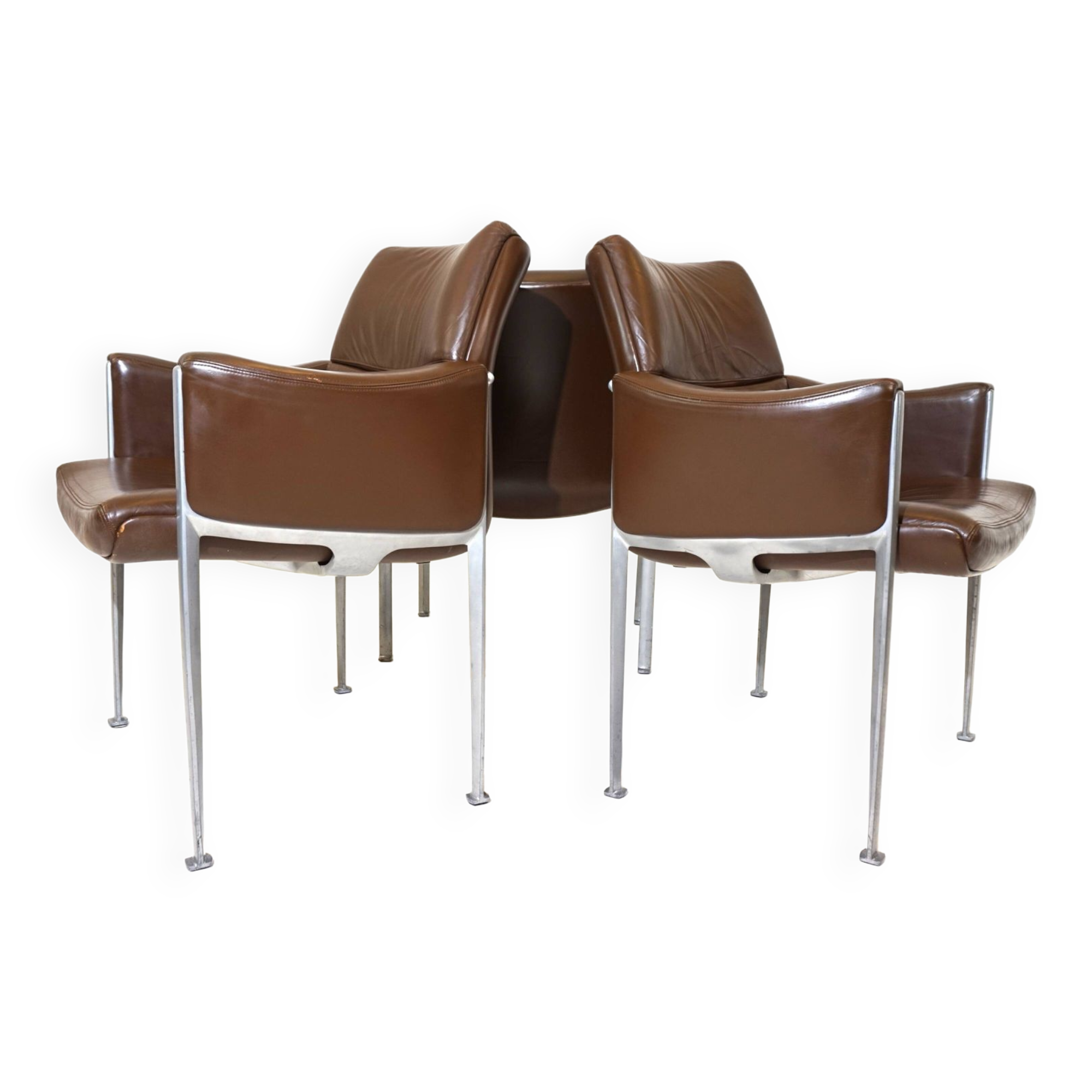 Röder Söhne Set of 3 leather office/dining room chairs by Miller Borgsen