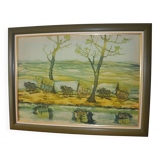 Malagasy silk zebu painting from the 70s