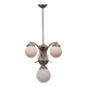 1930s Czechoslovak Art Deco nickel chandelier with rose opaline glass globes