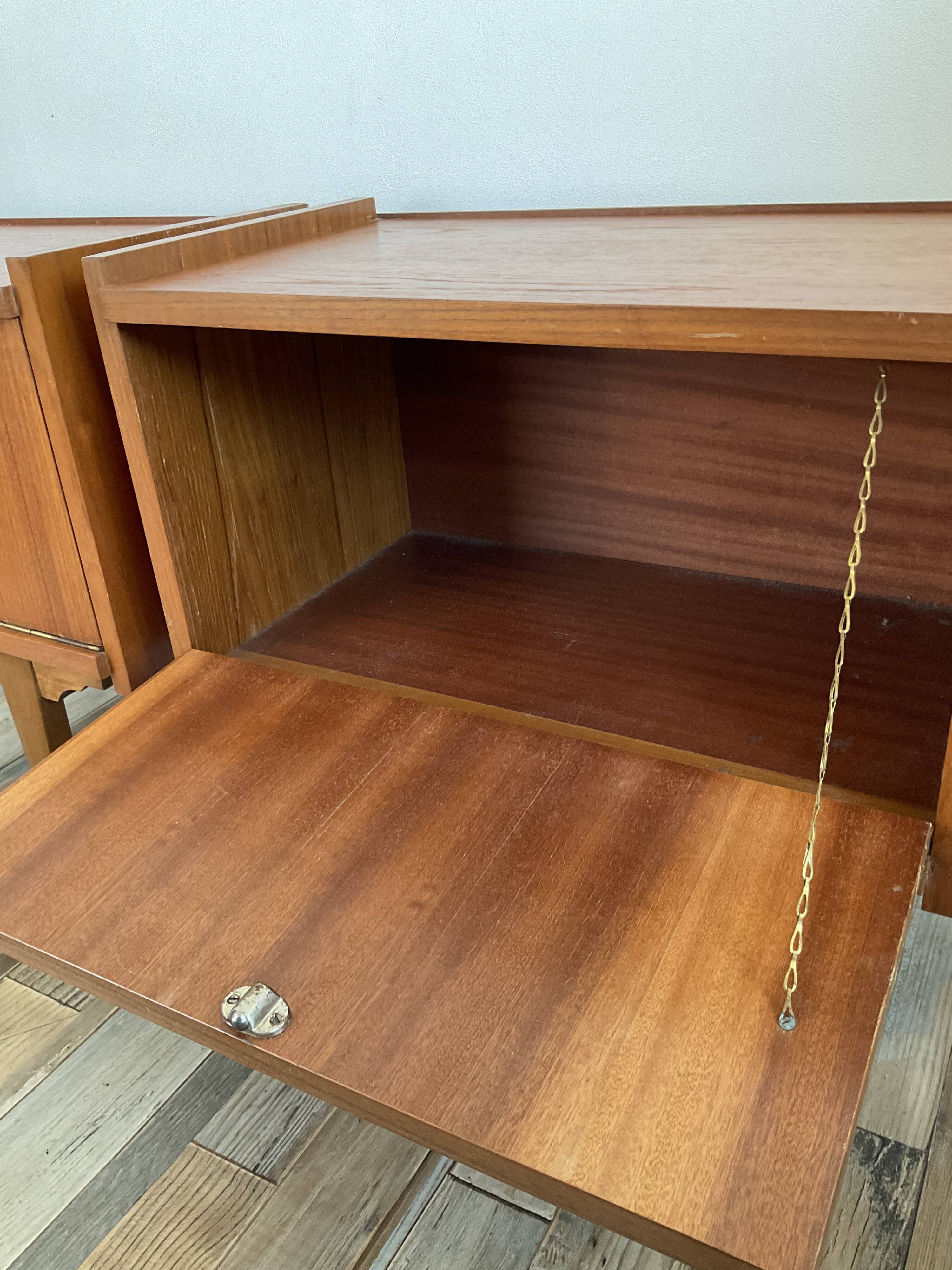 Pair of Scandinavian teak bedside tables in 60s