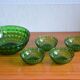 Lot of 4 cups and a green molded glass bowl