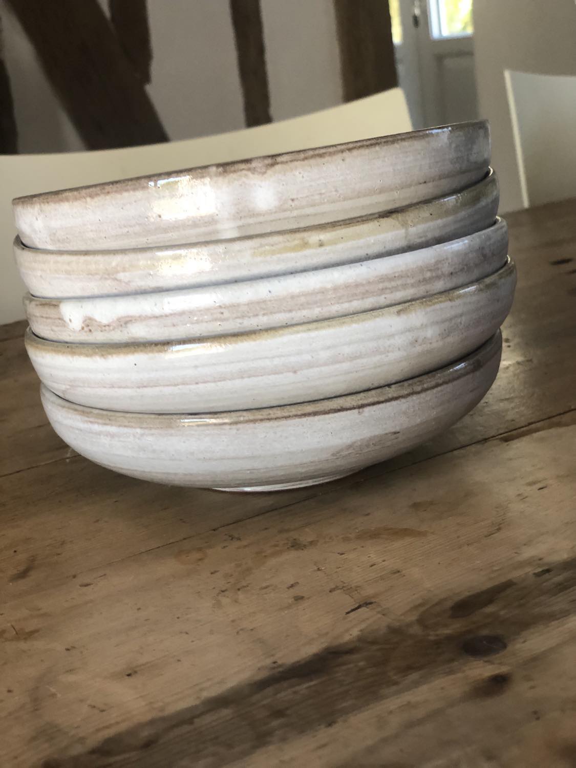 Hollow stoneware plates signed Roland Moreau Tourettes sur Loup