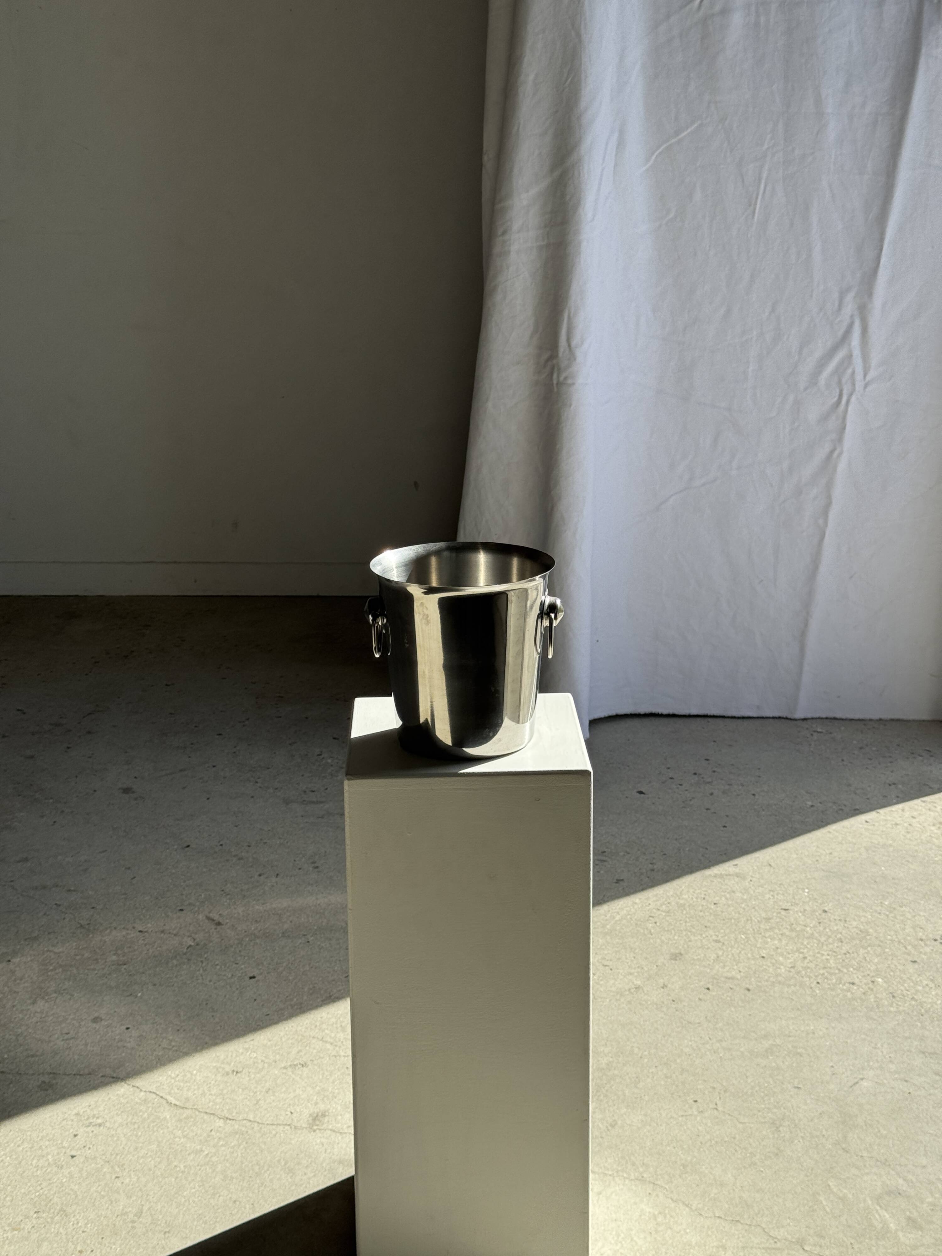 Stainless steel champagne and wine bucket with handle D19 H19