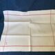 5 old tea towels, red monogram, vintage kitchen