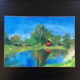 Painting the red house of the lake