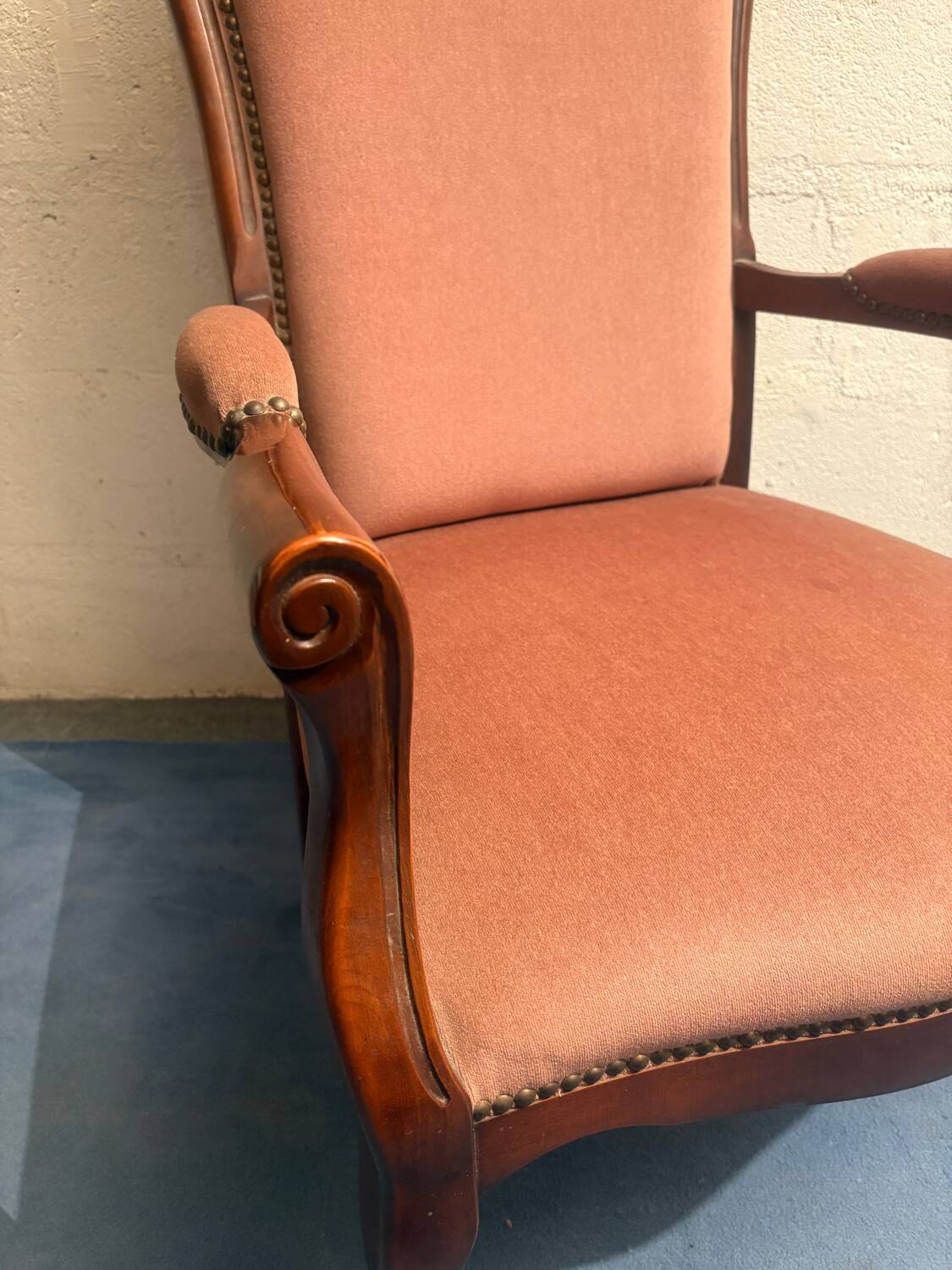 Fauteuil voltaire velours rose