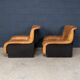 Vintage 20thc pair of italian leather lounge chairs by rossi di albizzate