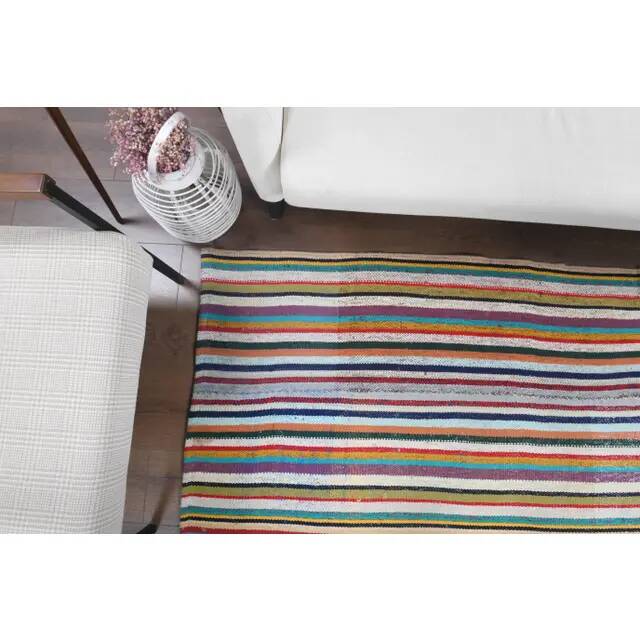 Tapis kilim vintage turc Oushak fait à la main en laine et coton vert