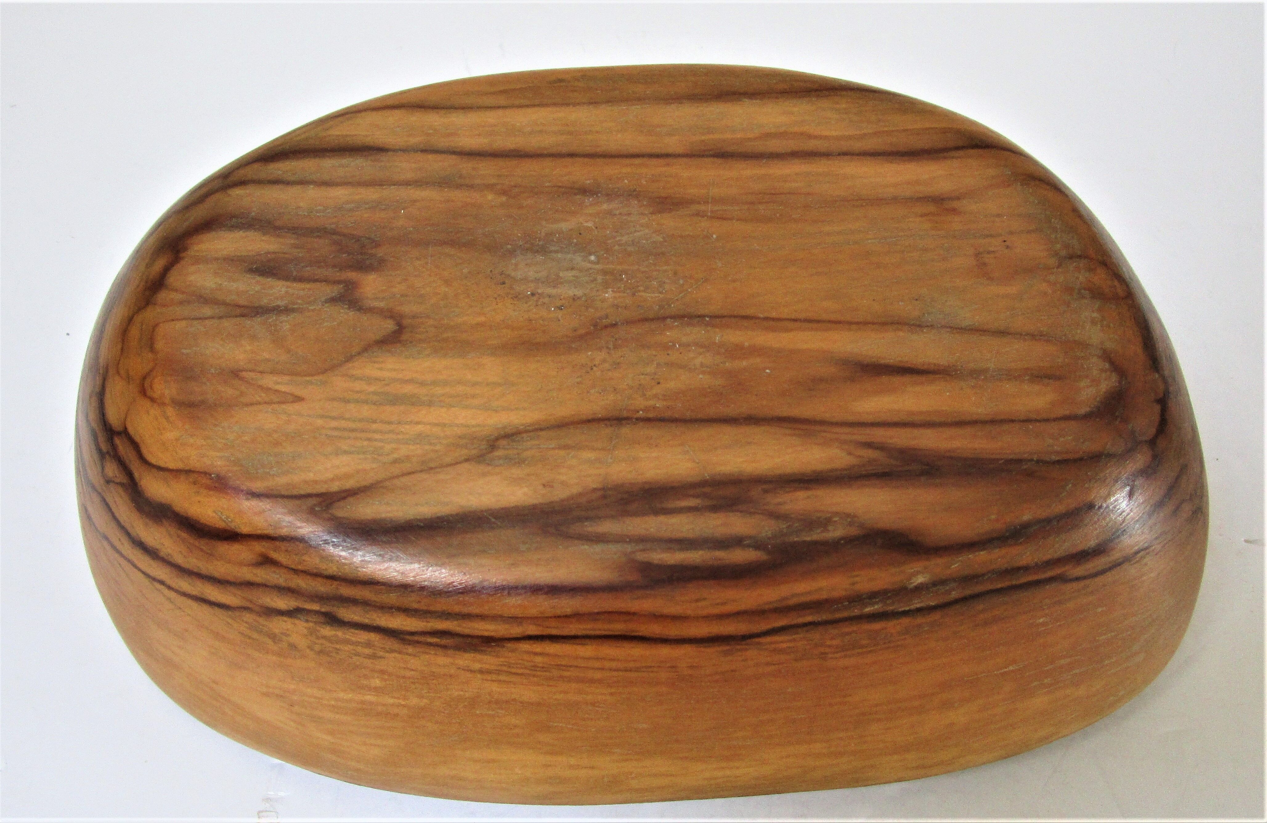 Large fruit cup in vintage carved solid walnut