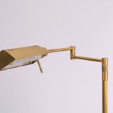 Lampadaire halogène en laiton à bras oscillant années 1980 Allemagne