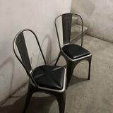 chaise TOLIX  inox et cuir