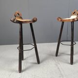 Brutalist bar stools made in Spain, 1960s - set of 4