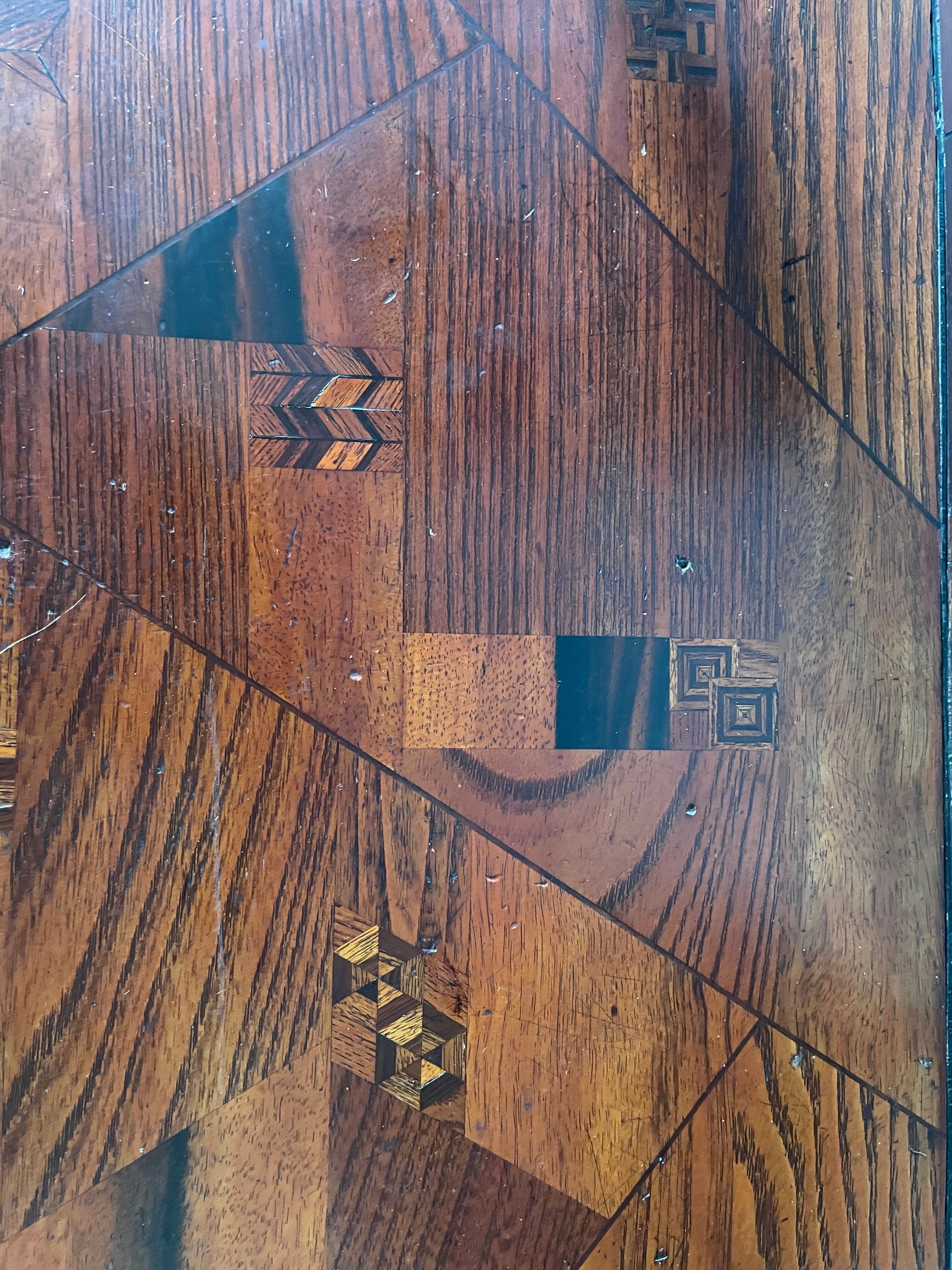 Old secretary in marquetry and bamboo