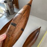 Set of 3 wooden canoes