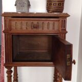 Ancienne table de chevet en bois et plateau marbre