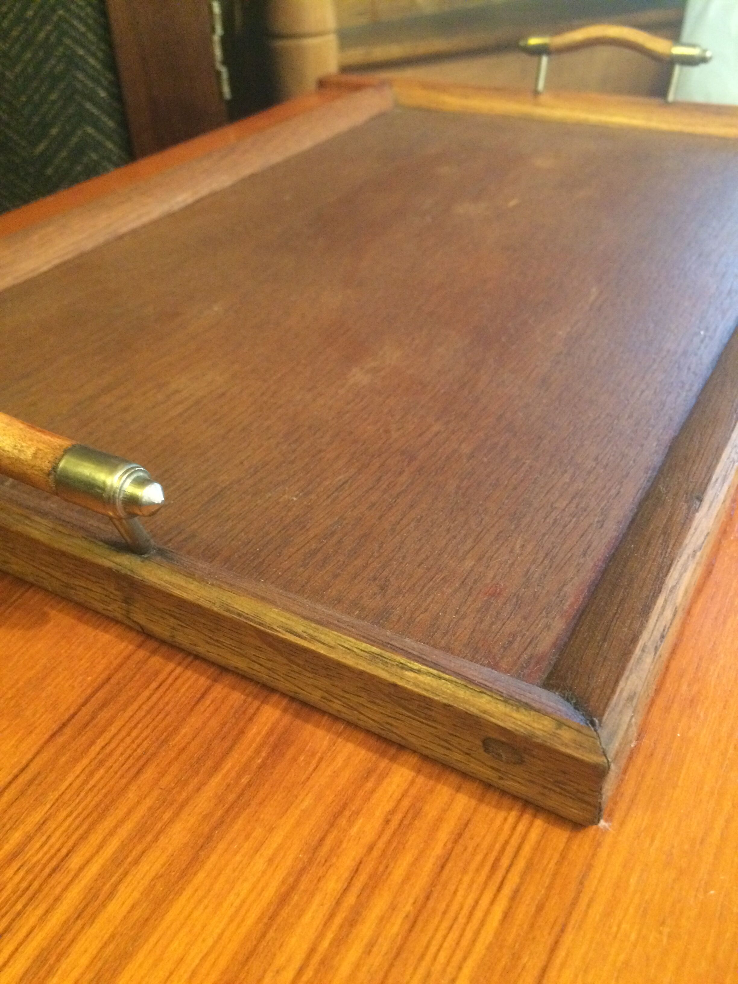 Tray vintage oak with handle