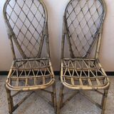 Série de 4 chaises en rotin vintage