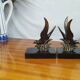 Pair of Art Deco Bookends of Swallows in Flight, Marble & Spelter