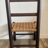 Duo de chaises enfant vintage en corde et bois