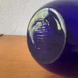 Vase verre soufflé cobalt Art Déco