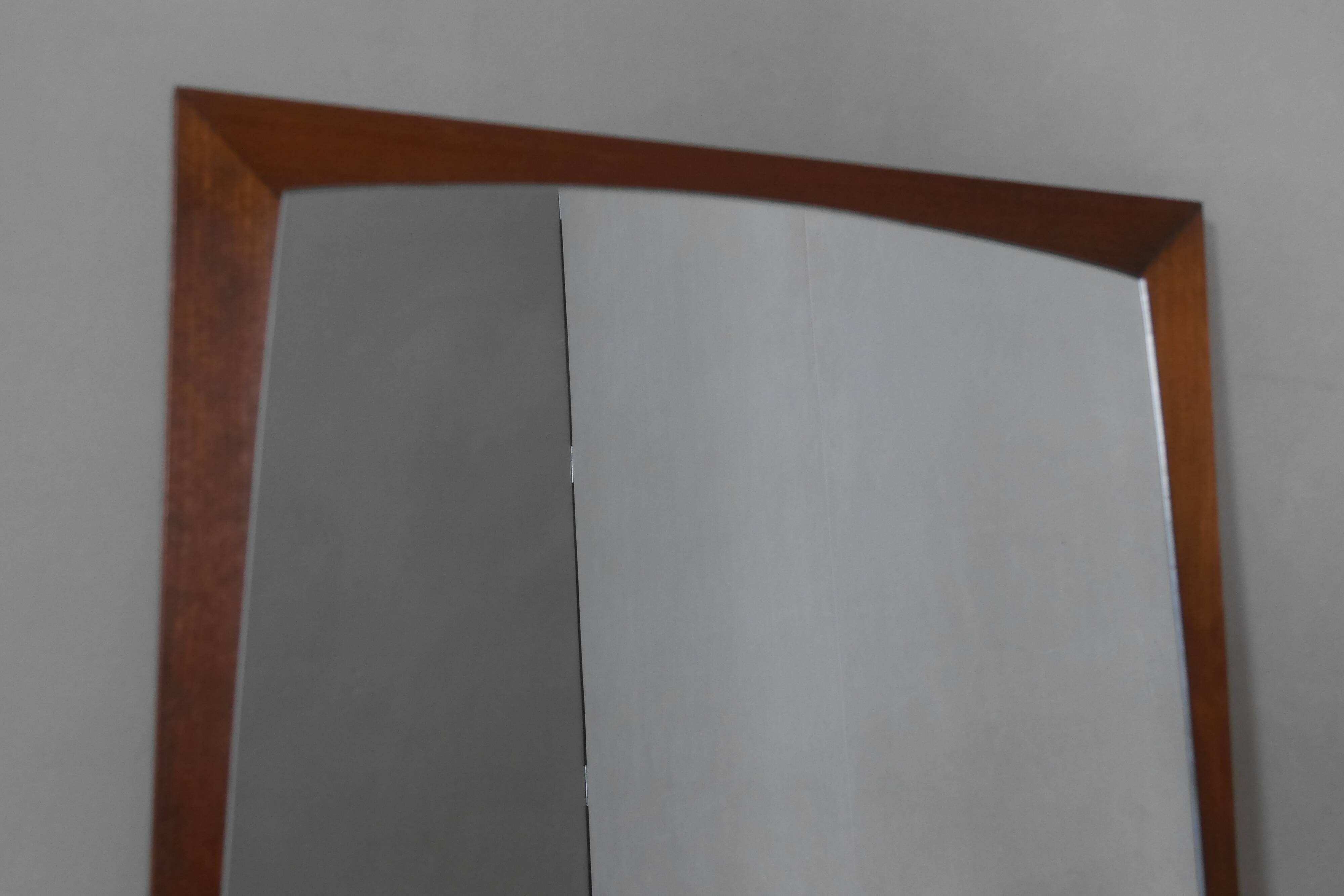 Scandinavian mirror 77x37cm in teak 60s